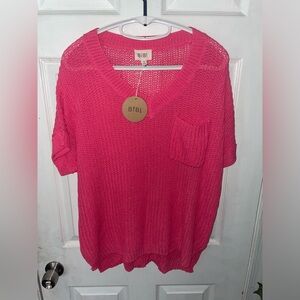 BiBi Pink Crochet Shirt